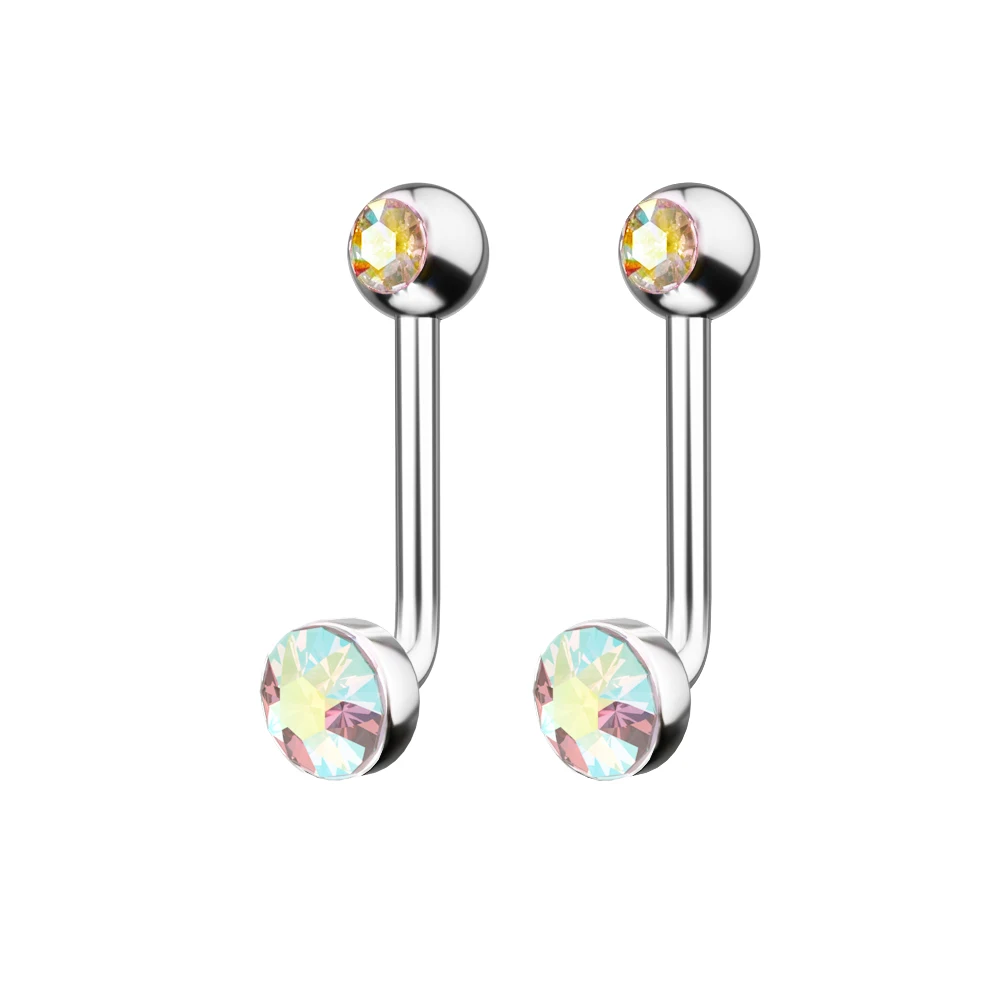 G23 Titanium Crystal Gem Vertical Hood Piercing Lip Ring