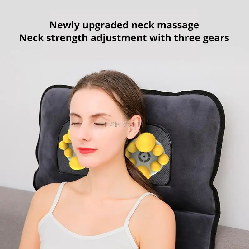 Electric Neck Massager Heating Vibrating Back Waist Massage Cushion Shiatsu Body Massage Mat for Home Office Car