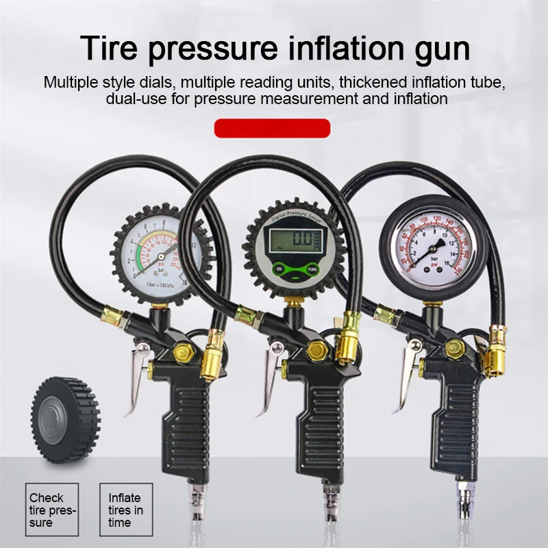 Auto Tire Pressure Gauge Pressure Gauge for Motorcycle Air Compressor Car Motorcycle SUV Inflator Pump Tools 220psi Self-locking