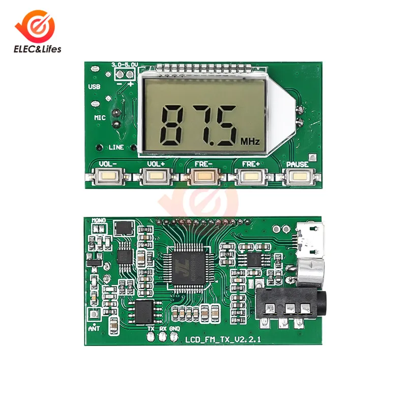 Modulo trasmettitore FM DSP PLL 87-108MHZ Display LCD Radio FM modulo trasmettitore/ricevitore microfono Stereo Wireless