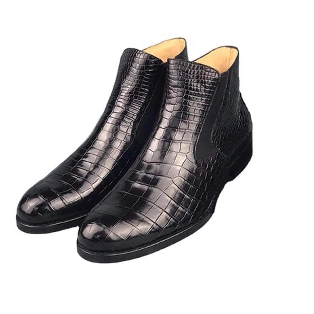 Fanzunxing  New Crocodile Leather Men Boots Pure Manual Making  Musiness Leisure  Male Shoes