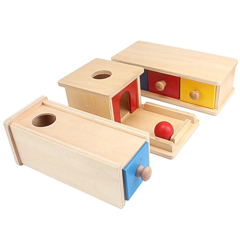 Imbucare caja de juguetes sensoriales Montessori con caja, discos horizontales verticales de madera, juguetes básicos y de habilidades para la vida,