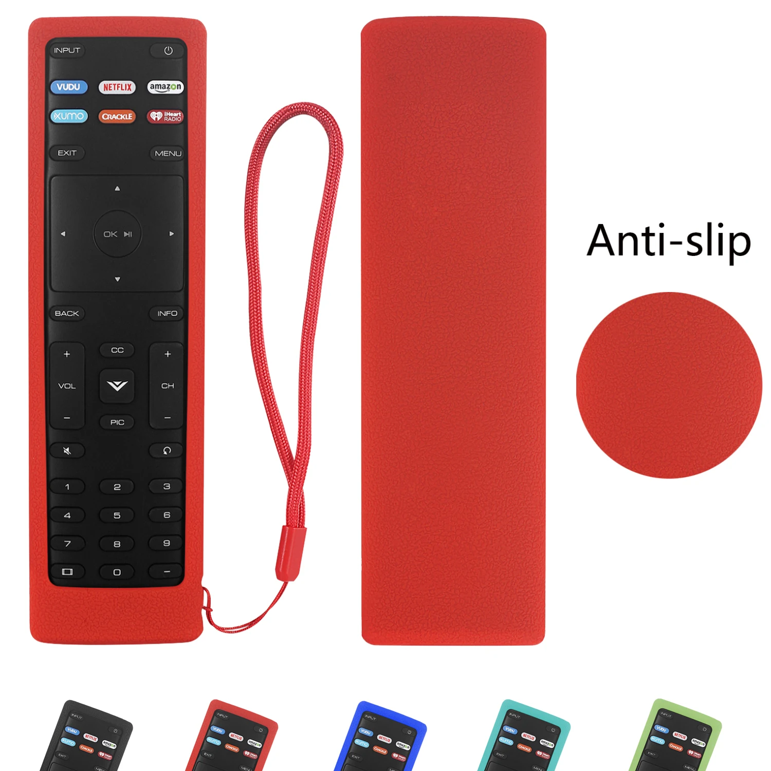 Protective Sheath Case Use for Vizio XRT136 TV Remote Skin-Friendly Shockproof Silicone Cover Washable Anti-Lost with Lanyard