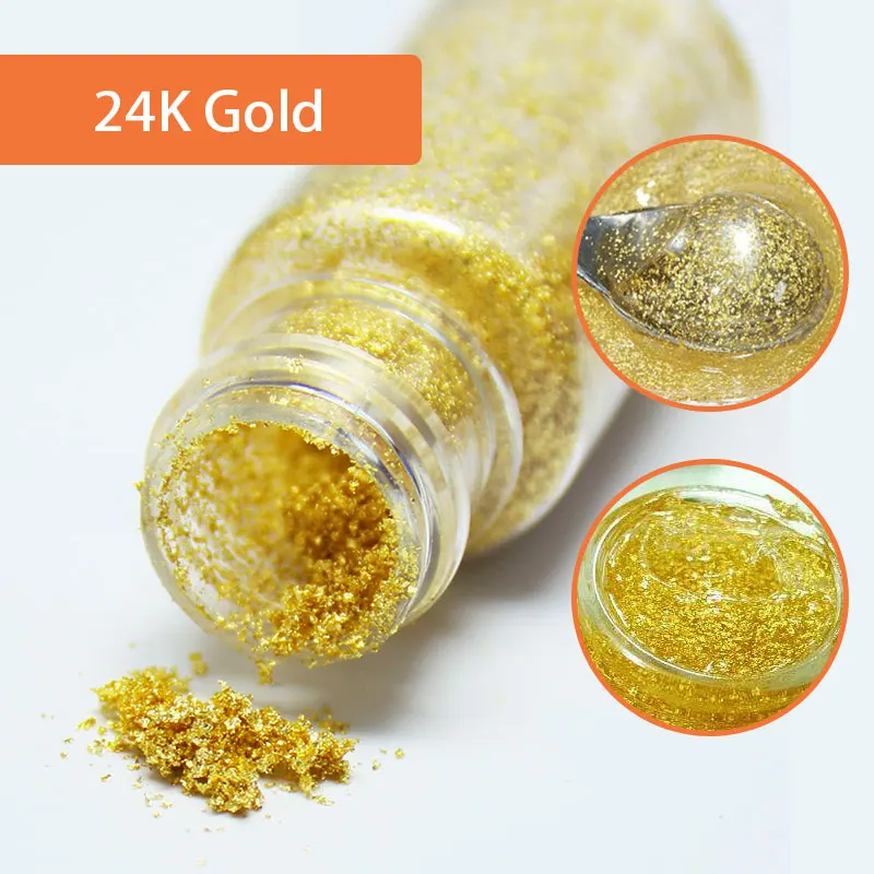 0.1g/bottle 24K Real Gold Powder Gold Dust African Mask Skin Care can be added to serum lotion anti-aging Arts Cake baking DIY