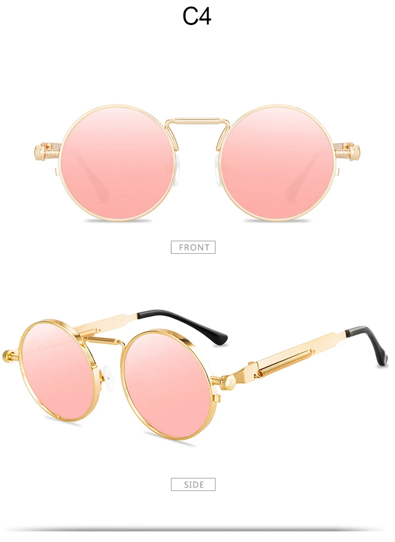 Metall Steampunk Sonnenbrille Männer Frauen Mode Runde Brille Marke Design Vintage Sonnenbrille Hohe Qualität UV400 Brillen – Detail 10
