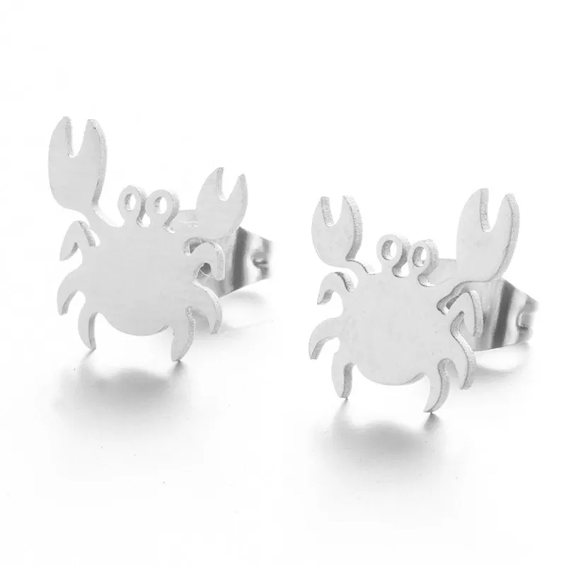 Yungqi New Fashion Punk Crab Earring for Teens Women Men Ear Stud Cool Animal Jewelry Vintage Earings Accessories Metal Brincos