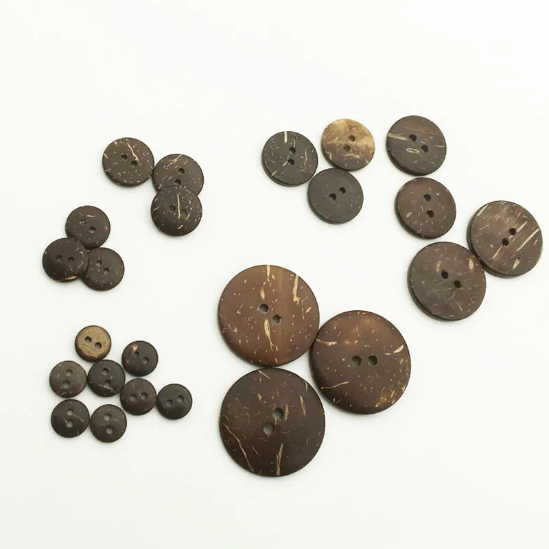 Natural Eco-friendly 9 Sizes Coconut Button For Clothing 2Holes Children Scrapbook Decorative Sewing Accessories WD0148