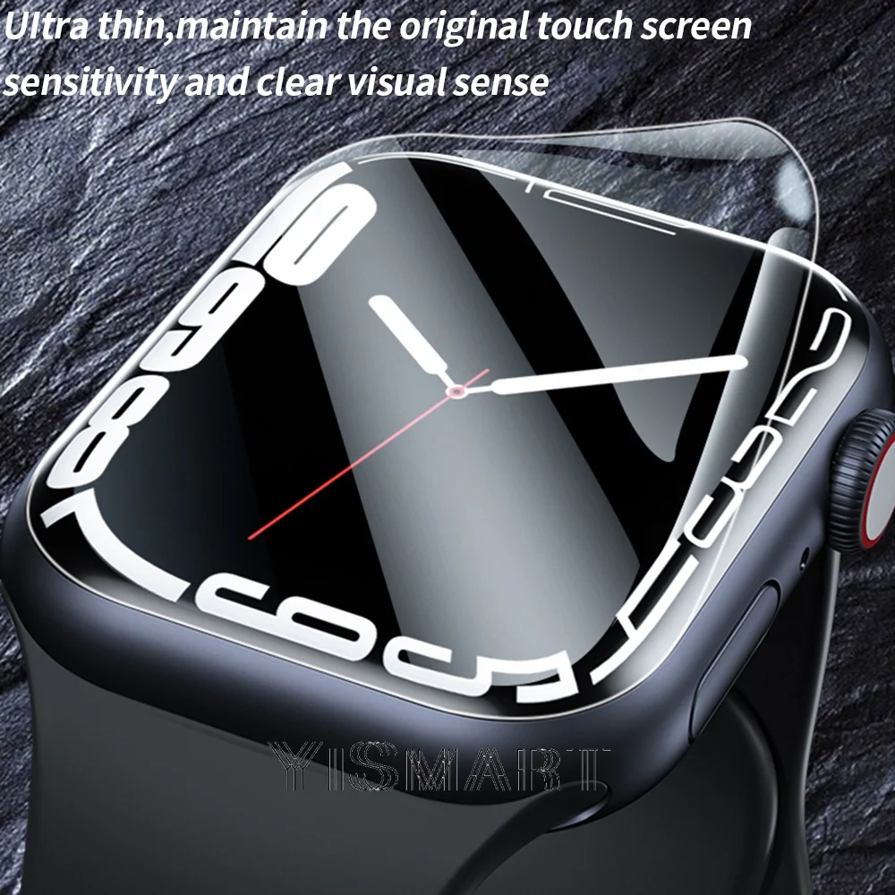 Pelindung Layar Penuh Bening untuk Apple Watch 7 45MM 41MM Film Pelindung TPU Lembut untuk IWatch Seri 7 Bukan Kaca