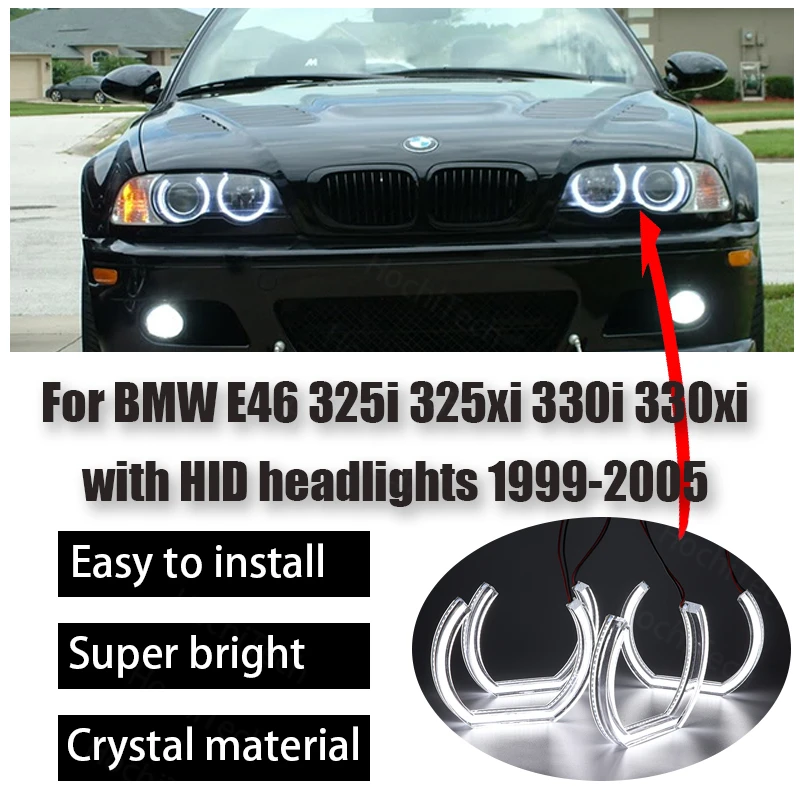 

DRL Cut Style DTM U Shape Light Day Light Crystal LED Angel Eyes Kit для BMW E46 325i 325xi 330i с HID фарой 1999-2005 гг.