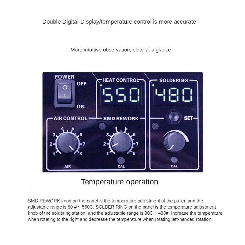 CXG DES Soldering Station High Frequency Thermostat Electric Soldering Iron Hot Air Gun 2 in 1 Repair Tool Case H92/H92B