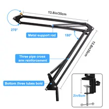 Scissor Arm Microphone Stand with USB LED Light #2