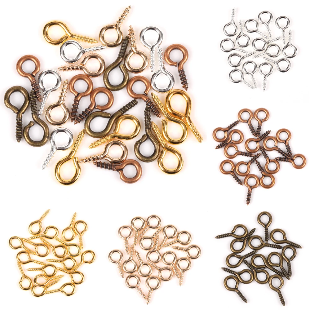 Mini Eye Pins Eye pins Hooks Eyelets Gold Silver Color Iron Clasps Hooks Jewelry Findings For Making DIY Accessories Handmade