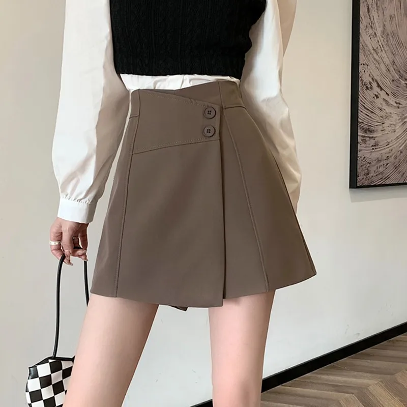 Women Casual Shorts Skirts New Arrival 2022 Spring Fashion Korean Style All-match Solid Color Ladies High Waist Short Pants T075