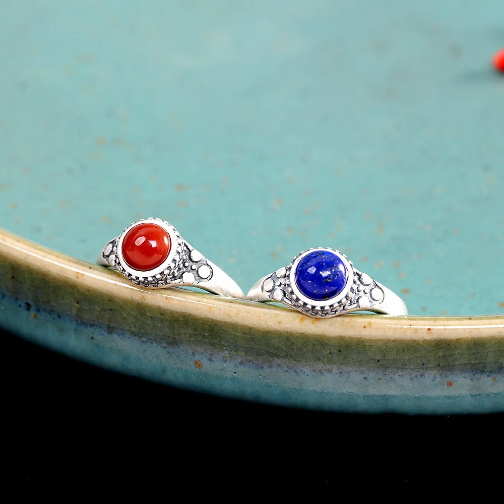 

Uglyless Perfect круглые мини-кольца из лазурита 6 мм с яшмой и агатом, женские тайские серебряные кольца 925 пробы, винтажные открытые кольца, простые модные украшения