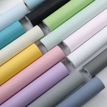 Papel de parede decorativo a prova d'água, adesivo cinza fosco para casa, papel de parede autoadesivo em pvc para sala de estar e armário