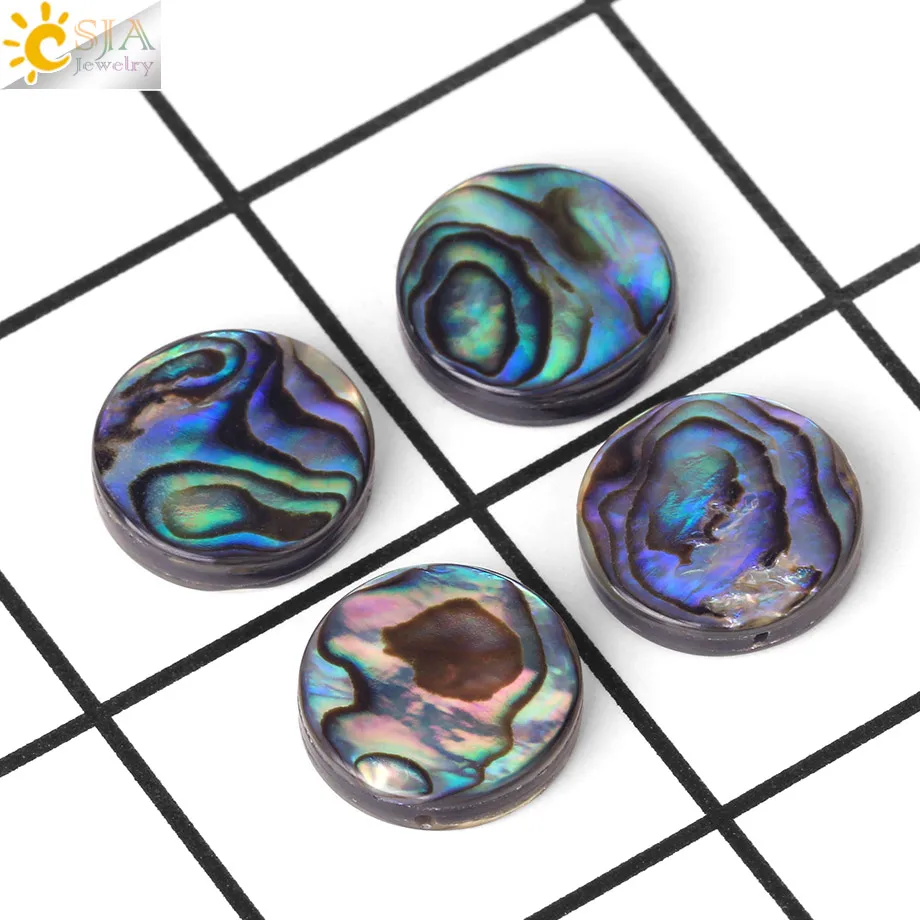 CSJA 15MM Natural Abalone Shell Round Beads for Jewelry Making No Hole Accessories Semi-finished Women DIY Handmade Craft G724