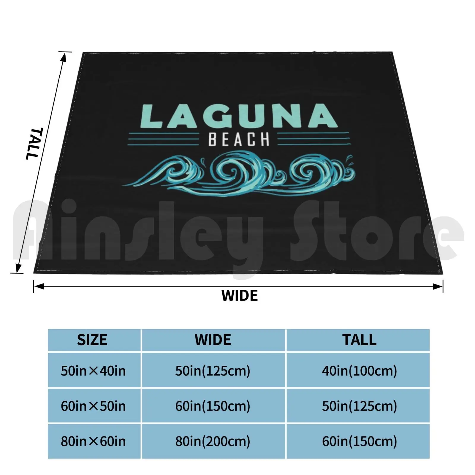 Waves Souvenir Design Blanket Fashion Custom Ca California Beach Souvenir