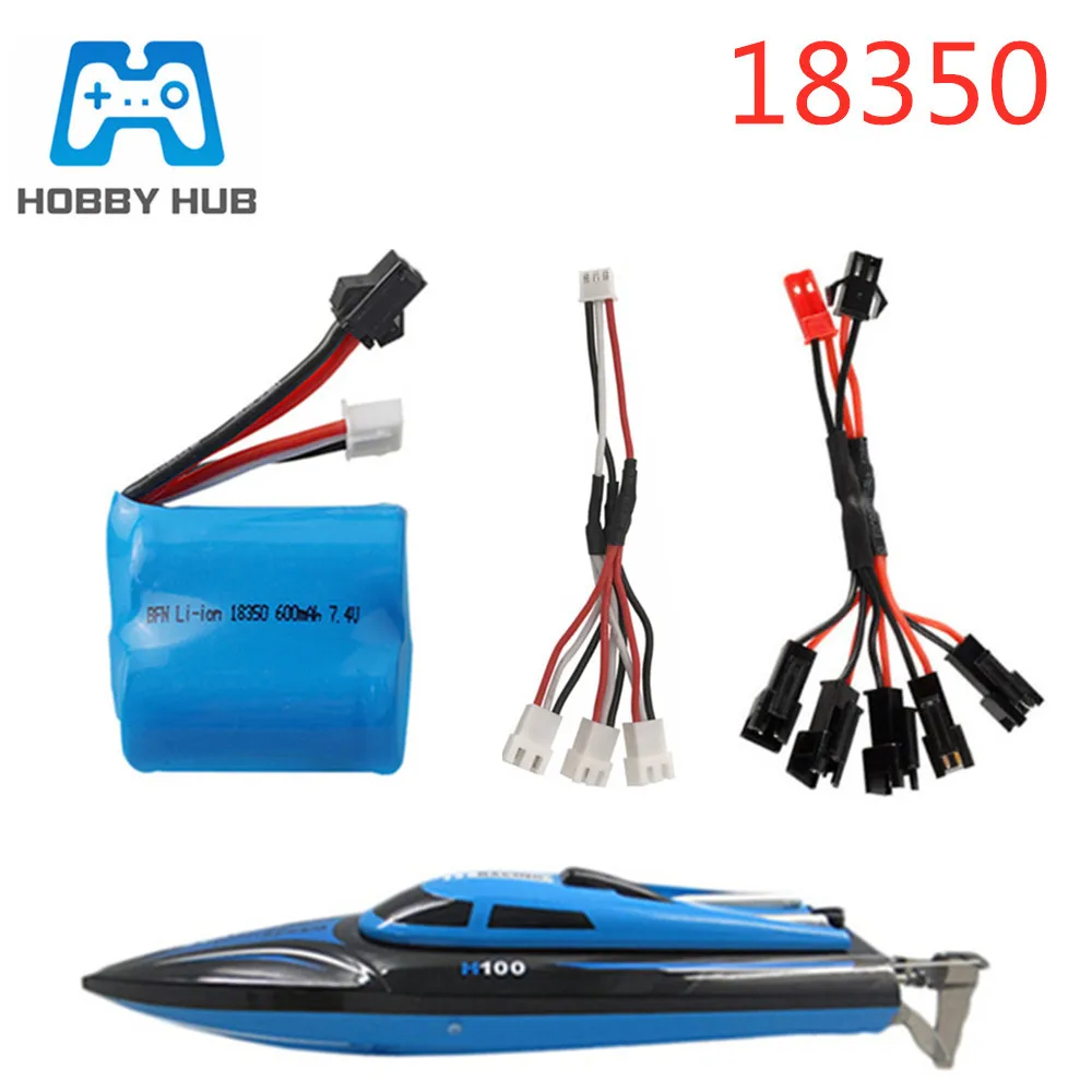 Original 7.4V 600mAh 18350 Li-ion Battery for Skytech H100 H102 JJRC S1 S2 S3 S4 S5 High Speed RC Racing Boat Battery