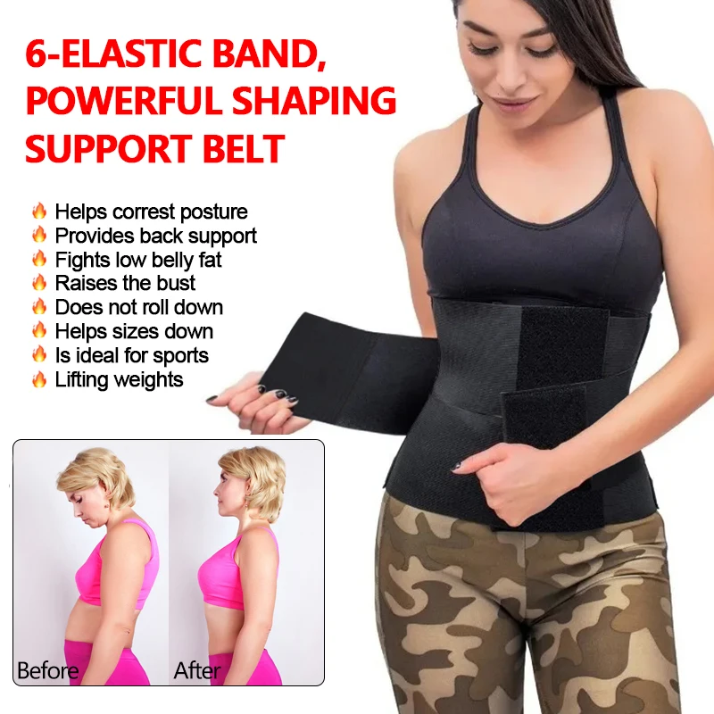 Faja de 3 Cinturones Women Compressive Sauna Waist Trainer Adjustable Tummy Reducing Belt Trimmer Back Supported Snatched Corset