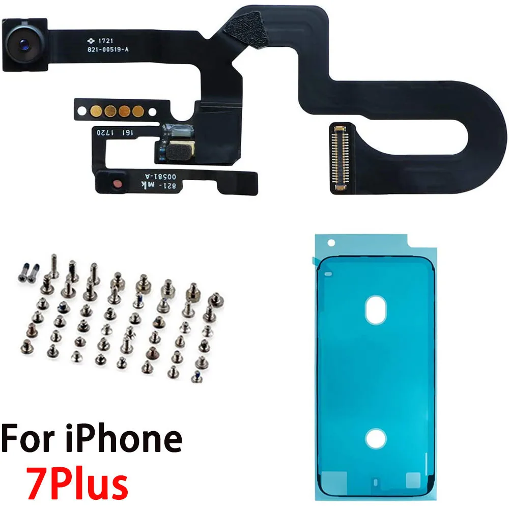 Front Camera Flex Cable With Mic Light Sensor For iPhone 7 7P 8 Plus Replacement Full Set Screw Set + Waterproof Tape