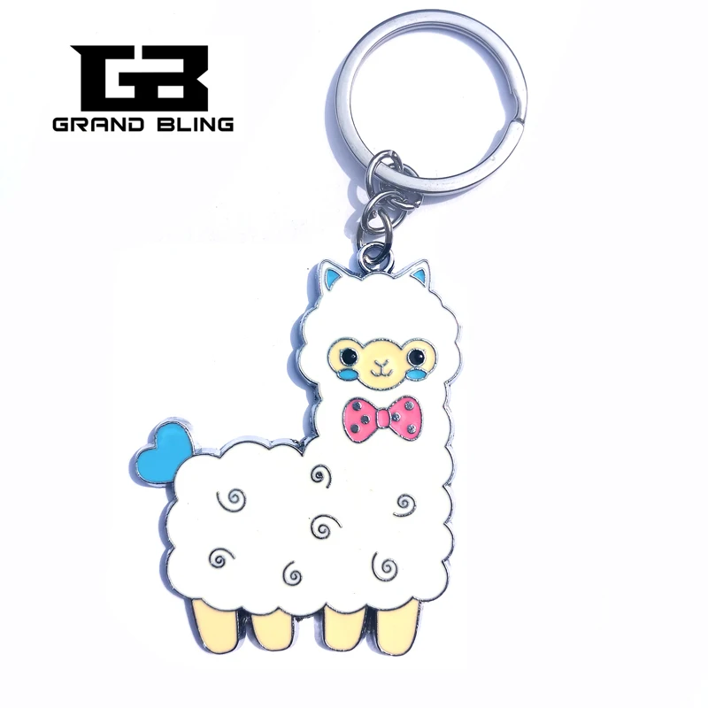 GRANDBLING Key Rings  Enamel Alpaca Sheep Keychain Charms Gift Souvenir