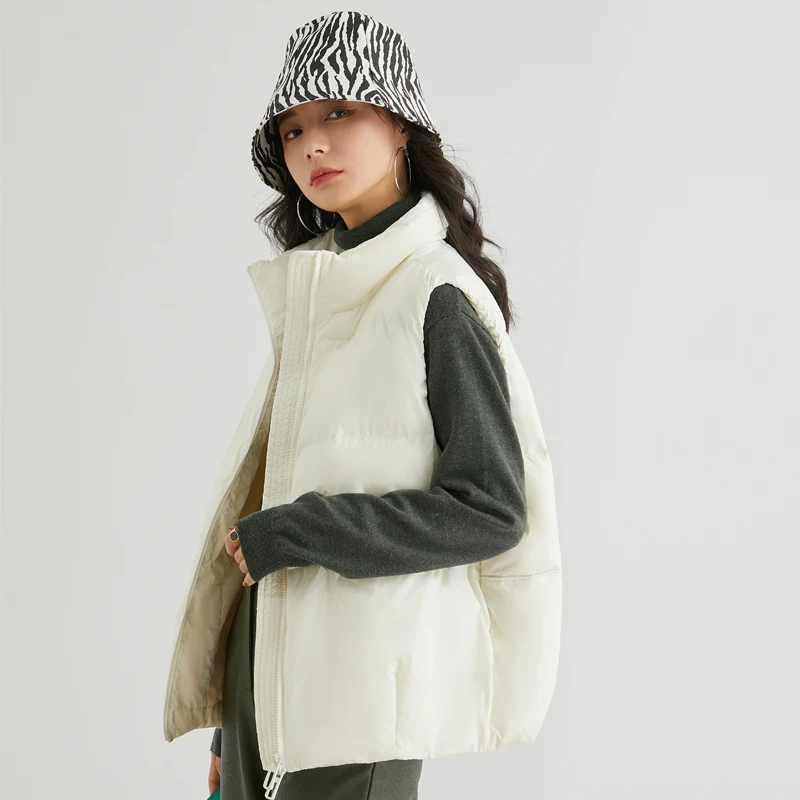 Women 90% White Duck Down Vest Warm Sleeveless Jacket Female Portable Thick Waist Coat Parkas