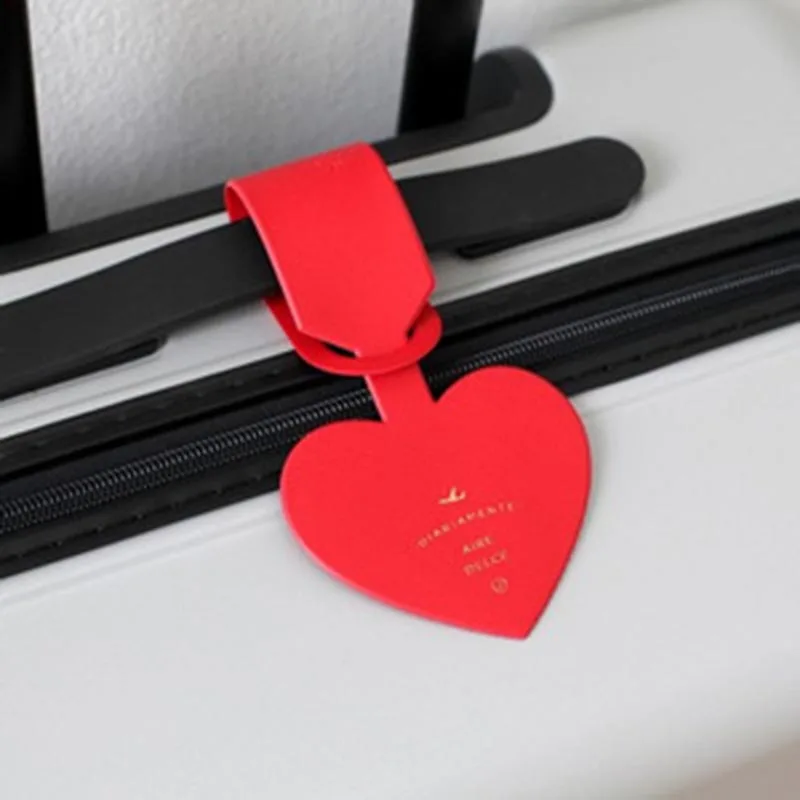 Loving Heart Luggage Tag Women Travel Accessories PU Hot stamping Suitcase ID Address Holder Baggage Boarding Tag Portable Label