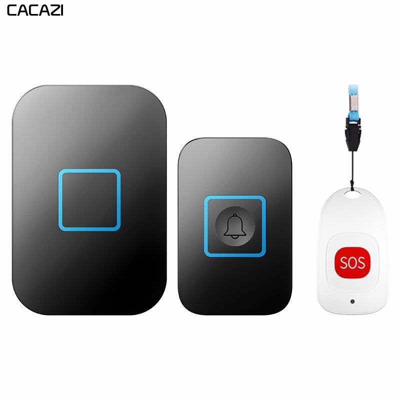 

CACAZI Intelligent Home Wireless Pager Doorbell 60 Chime 0-110DB Old man child emergency Alarm call 80 Remote Waterproof pager