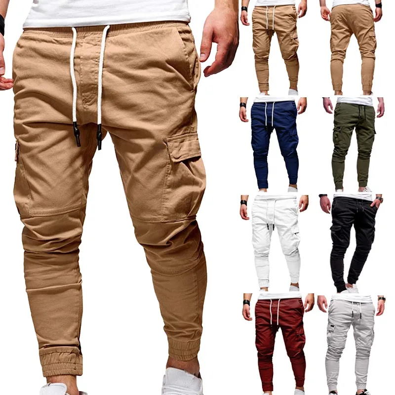 Men's Oversize Pants 2021 New Casual Solid Cargo Pants Men Trousers Drawstring Elastic Waist Joggers Men Sweatpants Streetwear