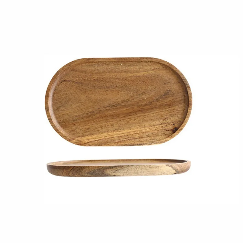 1 Pcs Serving Tray Oval Wood Natural Dessert Cup Tray Small Wooden Cheese Plate Tableware