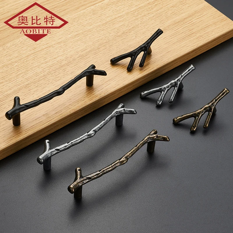 AOBT Kitchen Cabinet Storage Antique Tree Branch Handles Dressers Knobs Silver Cabinet Cupboard Pull Creative Furniture Hardware