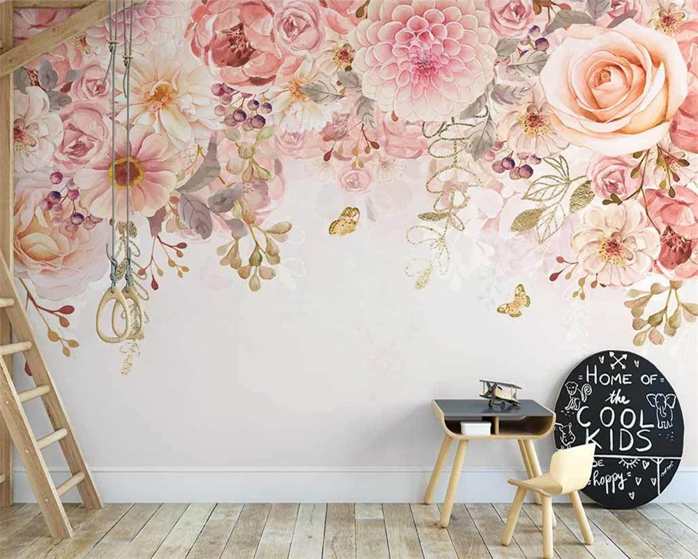 beibehang Customized modern new hand-painted European style rose garden romantic flower indoor background wallpaper papier peint