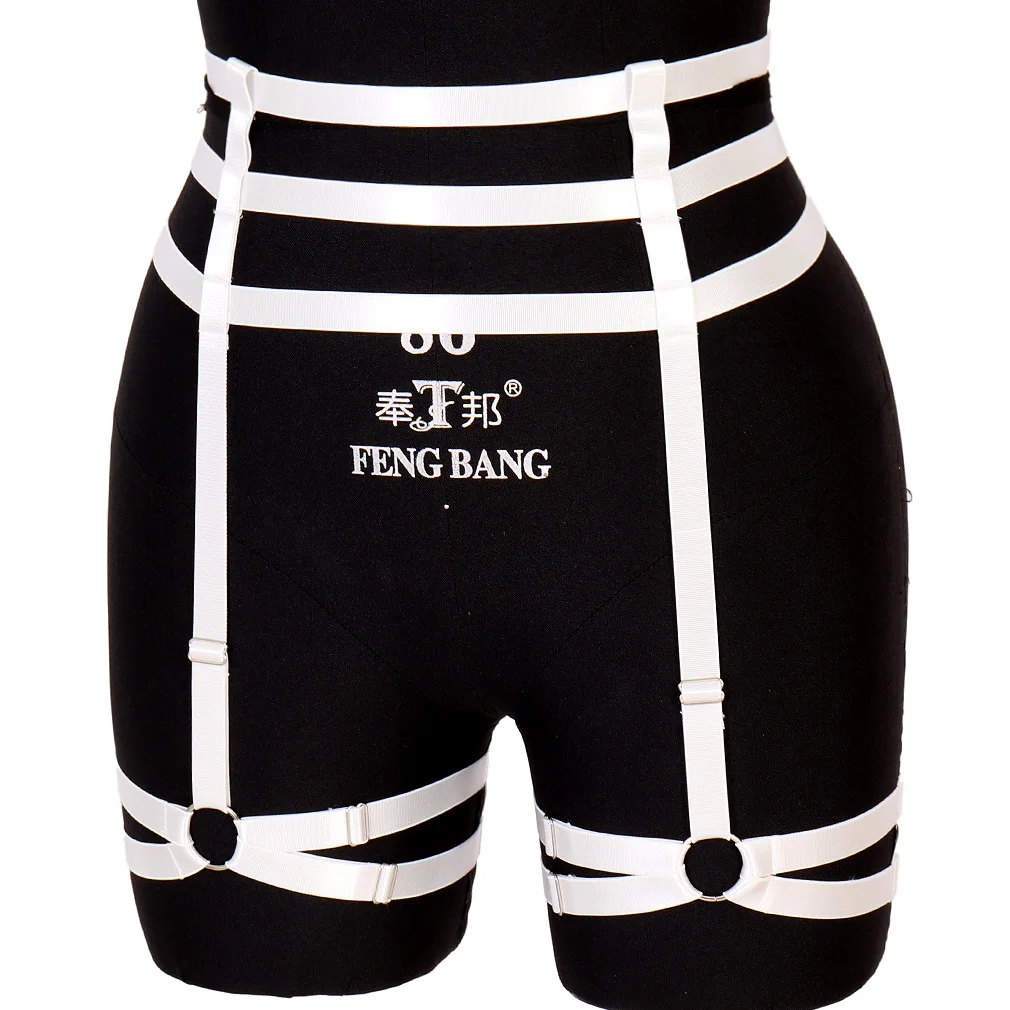 Red Fetish Black Gothic Garter Belt Body Harness Rave Festival Sexy Lingerie Bondage Stocking Leg Harness Pole Dance Garter