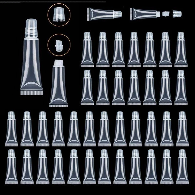 50PCS 8/10/15ML Tubi vuoti per lucidalabbra con imbuti Trasparente morbido contenitore per lucidalabbra Tubi riutilizzabili per lucidalabbra per strumento di trucco fai da te