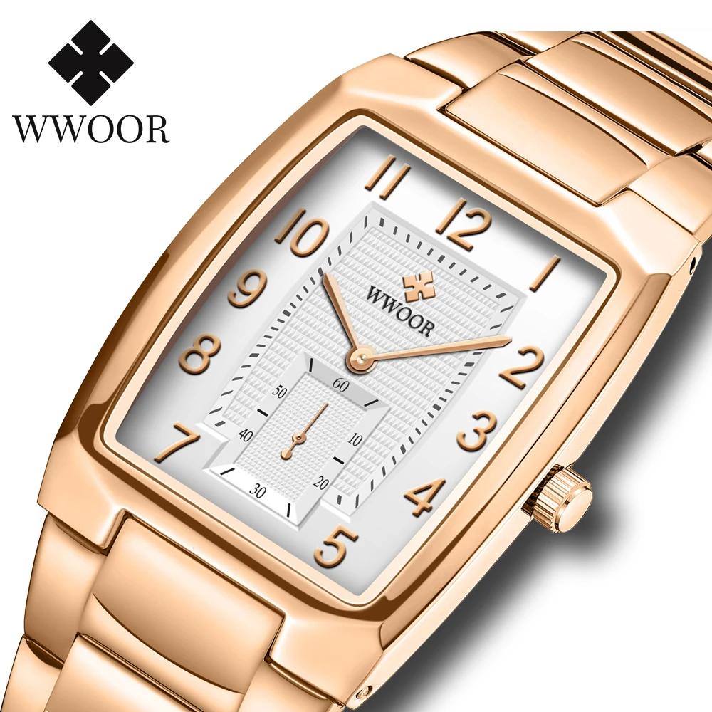 Fashion Watch Men WWOOR New Top Brand Square Luxury Watch Quartz Business Casual Waterproof Wristwatches Male Clock Reloj Hombre