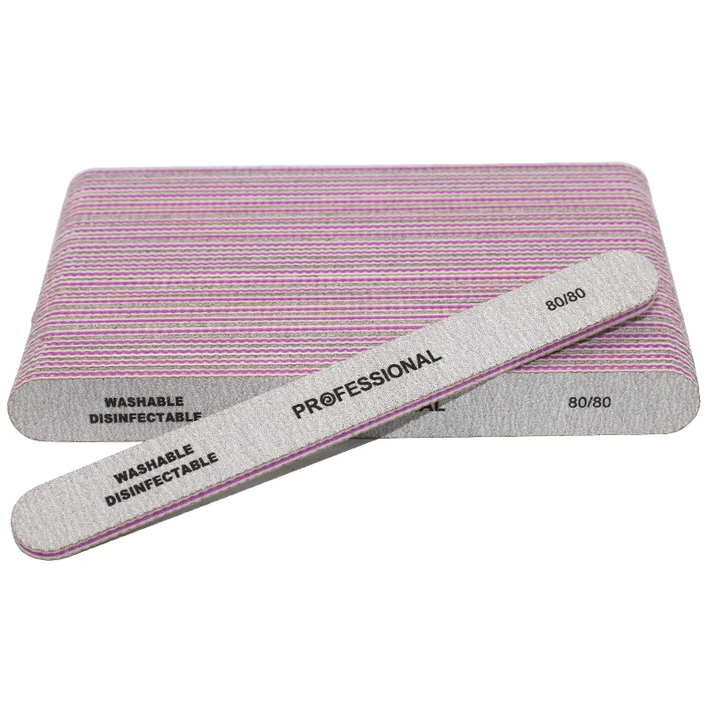 

100pcs Straight Nail File 80/80 Grey Sandpaper Buffer Block Washable Professional Nail Files Pedicure Manicure Polishing Tools