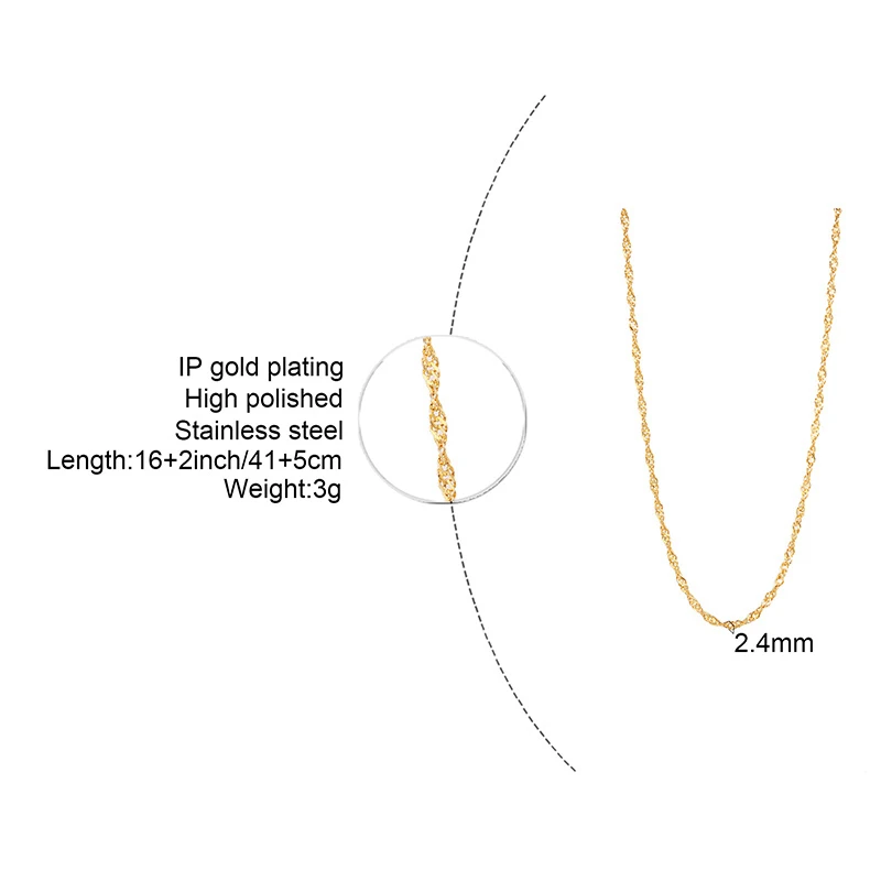 Vnox Basic Thin Snake Box Singapore O Chain Necklaces for Women Gold Color Stainless Steel Choker Jewelry 40-45cm Length