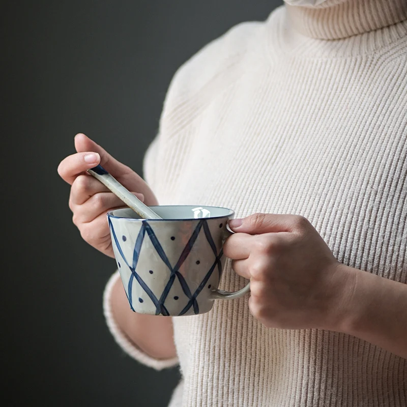 ★the manual spray blue coarse pottery restoring ancient ways coffee cup milk cup hand-painted porcelain office tea cup