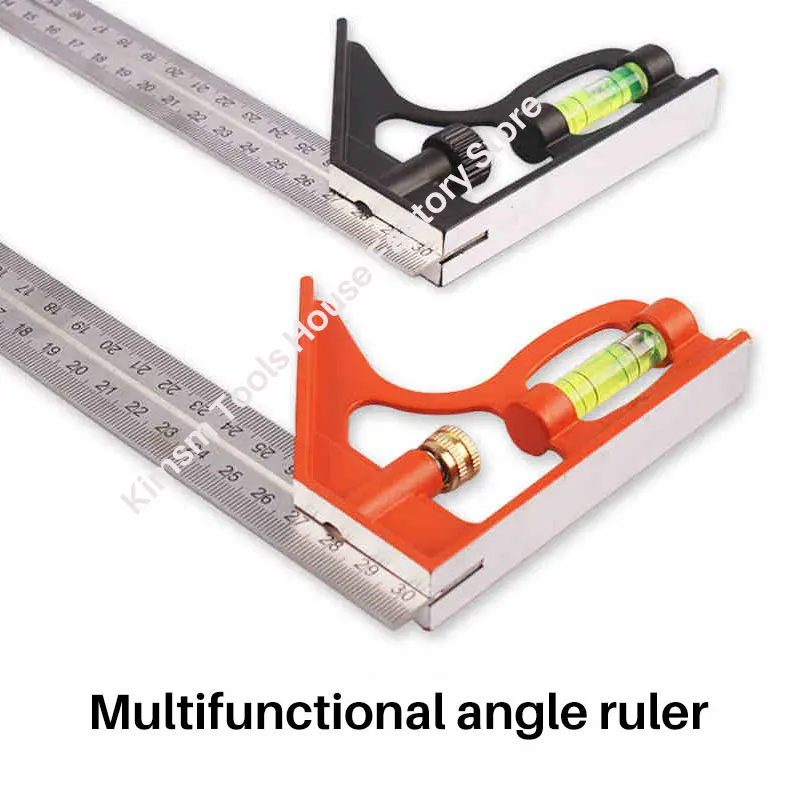 12 Inch 300mm Stainless Steel Multifunctional Angle Ruler 45/90° Combination Square Angle Ruler With Spirit Level Measuring Tool