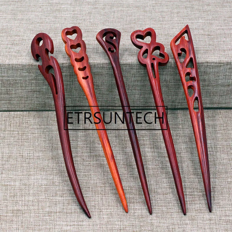 

100pcs Natural Red Sandal Wooden Hair Fork Hair Pin Chopsticks Carved Wood Hair Sticks for Women Party Gift