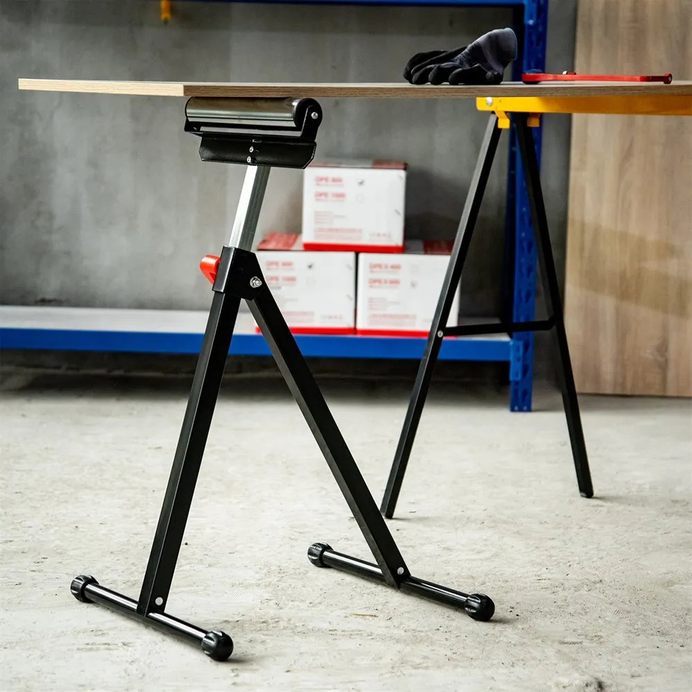 HOMCOM Soporte de Rodillo Plegable y Ajustable 68-110 cm con Manivela de Bloqueo