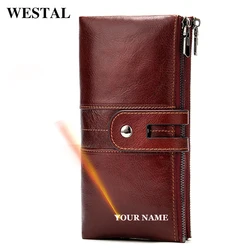 WESTAL Engraved Women's Wallet Made Of Leather Women's Purses Leather Women Clutch Bags Slim Phone Coin Wallet for Woman 8560