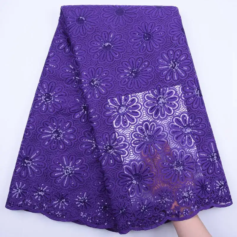 

Purple French Sequins Tulle Lace Fabric 2020 High Quality African Lace Fabric Nigerian Mesh Lace Fabrics For Party Dress S1817