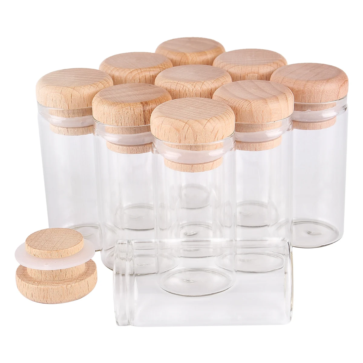 

24 pieces 25ml 30*60mm Test Tubes with Wooden Caps Glass Jars Glass Vials Wishing Bolttes Wish Bottle for Wedding Crafts Gift