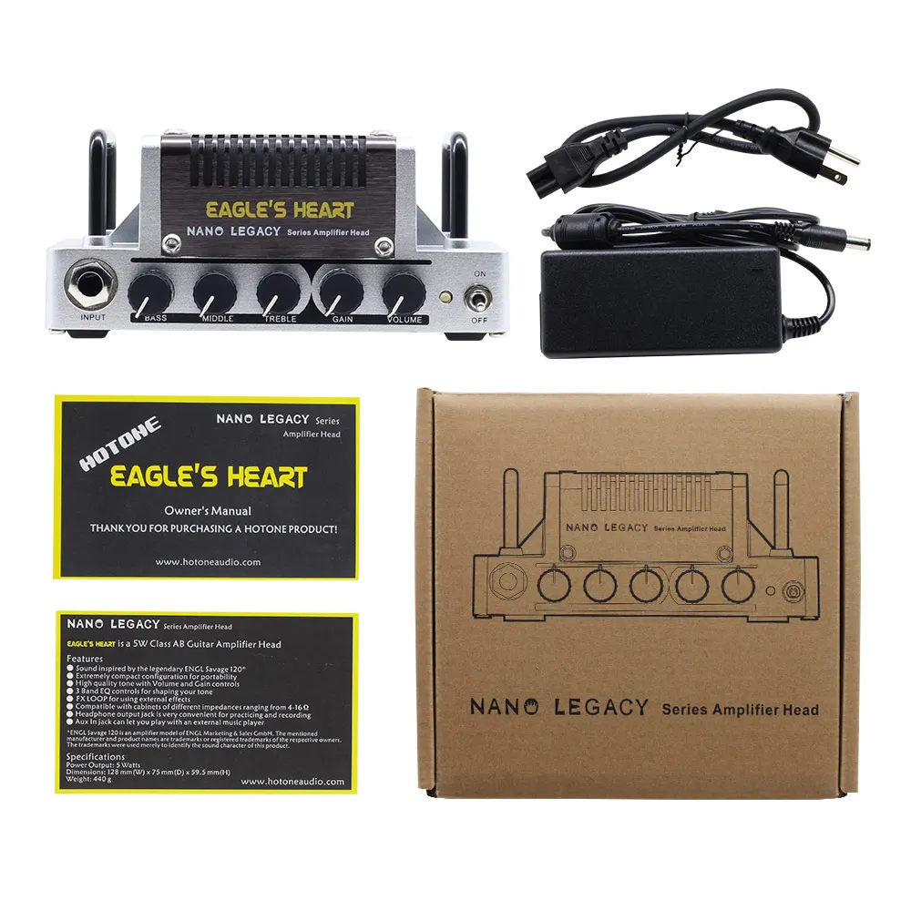 Hotone Eagle\'s Heart German Rock Sound Guitar Amp Head 5 Watts Class AB Amplifier with CAB SIM Phones/Line Output NLA-7