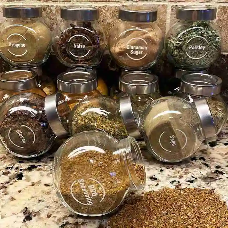 144pcs/132pcs vasetti da cucina etichetta contenitore bottiglia varie etichette alimentari adesivi trasparenti sulla scatola di immagazzinaggio lattina segno articolo 6 fogli