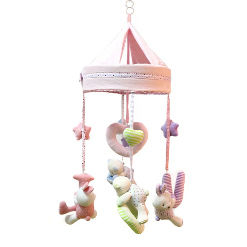 

Rabbit Colorful Newborn Mobile Baby Music Box Music Rotating Bed Bell baby toys 0-12 months Plush Bed Bell WJ330