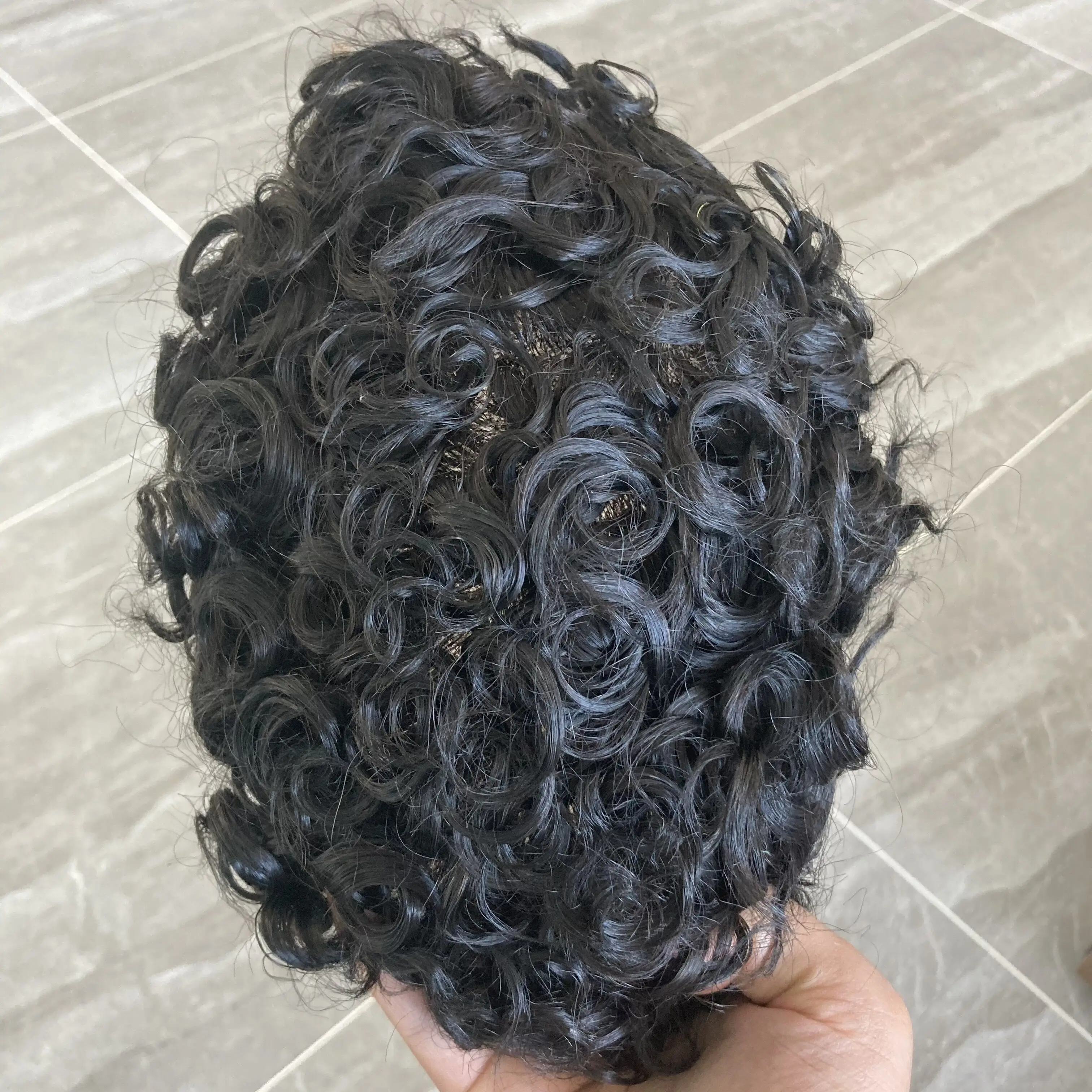 男性用ヘア交換システム,トーピー,ナチュラル,20mm,波状,合成皮革,かつら