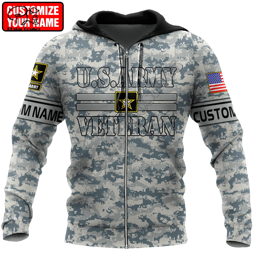 Custom Name Army Eagle Camo Veteran NewFashion Vintage Tattoo Retro 3DPrint Men/Women Streetwear Pullover Funny Jacket Hoodies 0