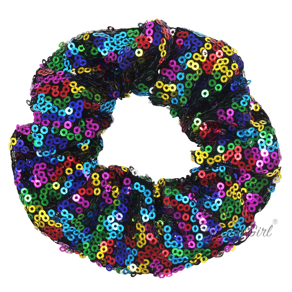 Furling Girl 1 PC Sequins Hair Scrunchies Ponytail Holder Hair Paillette Elastic Hair Bands Party Hair Accessories for Women